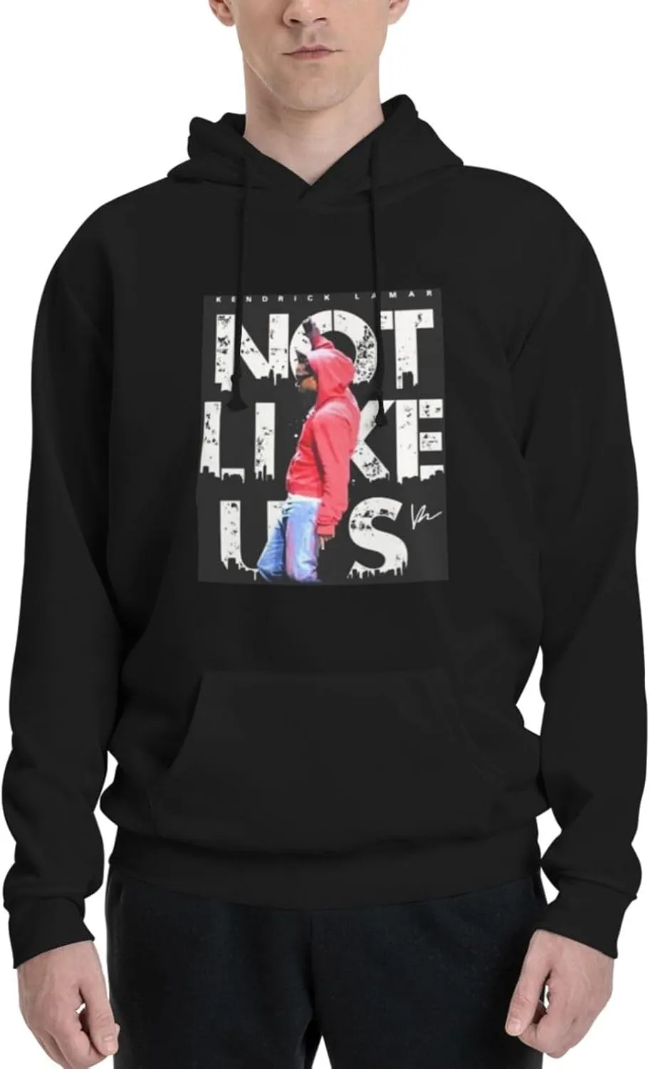 Men's Casual Hoodies Long Sleeve Sweatshirt Drawstring Tops With Pocket Pullover Cool Hoody Black
