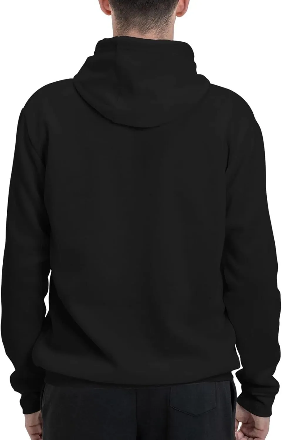 Men's Casual Hoodies Long Sleeve Sweatshirt Drawstring Tops With Pocket Pullover Cool Hoody Black