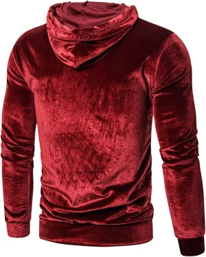 Mens Casual Hoodies Pullover in Autumn Winter Warm Pure Gold Velvet Hoodie Blouse Casual Hoodies Pullover