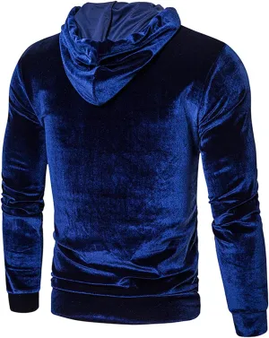 Mens Casual Hoodies Pullover in Autumn Winter Warm Pure Gold Velvet Hoodie Blouse Casual Hoodies Pullover