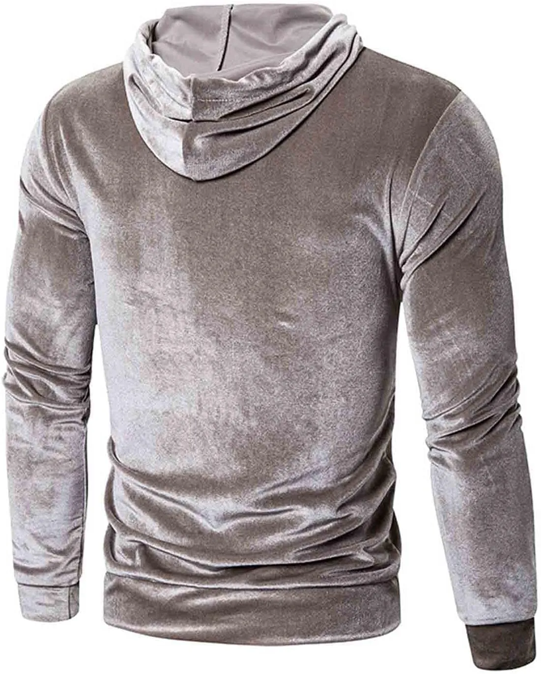 Mens Casual Hoodies Pullover in Autumn Winter Warm Pure Gold Velvet Hoodie Blouse Casual Hoodies Pullover