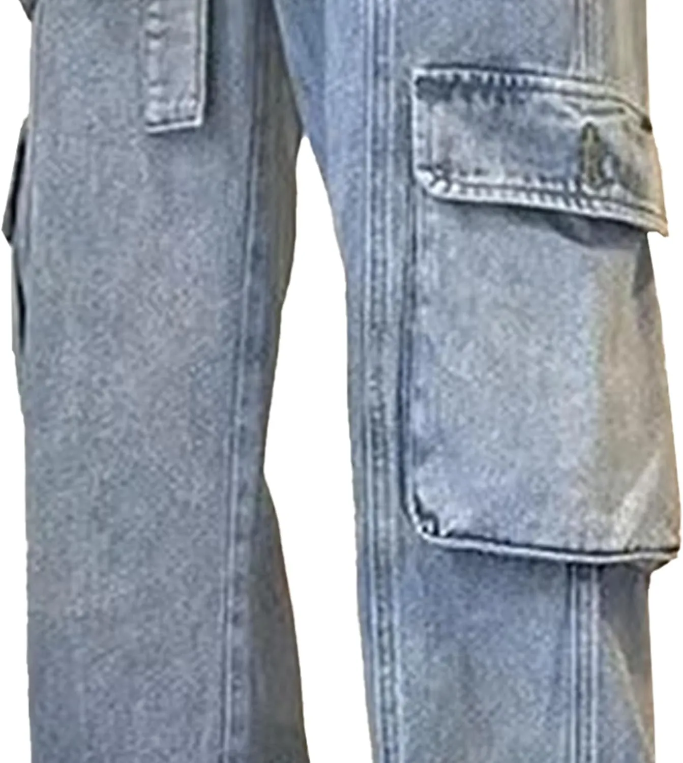 Men's Casual Loose Cargo Jeans Streetwear Straight Wide Leg Hip Hop Denim Pants Baggy Jean Trousers with Pockets