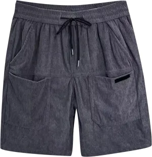 Men's Casual Shorts Cotton Texture Elastic Waist Drawstring Cargo Pants Fashion Summer Loose Shorts with Multi Pocket