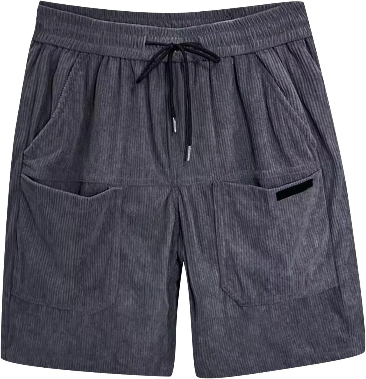 Men's Casual Shorts Cotton Texture Elastic Waist Drawstring Cargo Pants Fashion Summer Loose Shorts with Multi Pocket