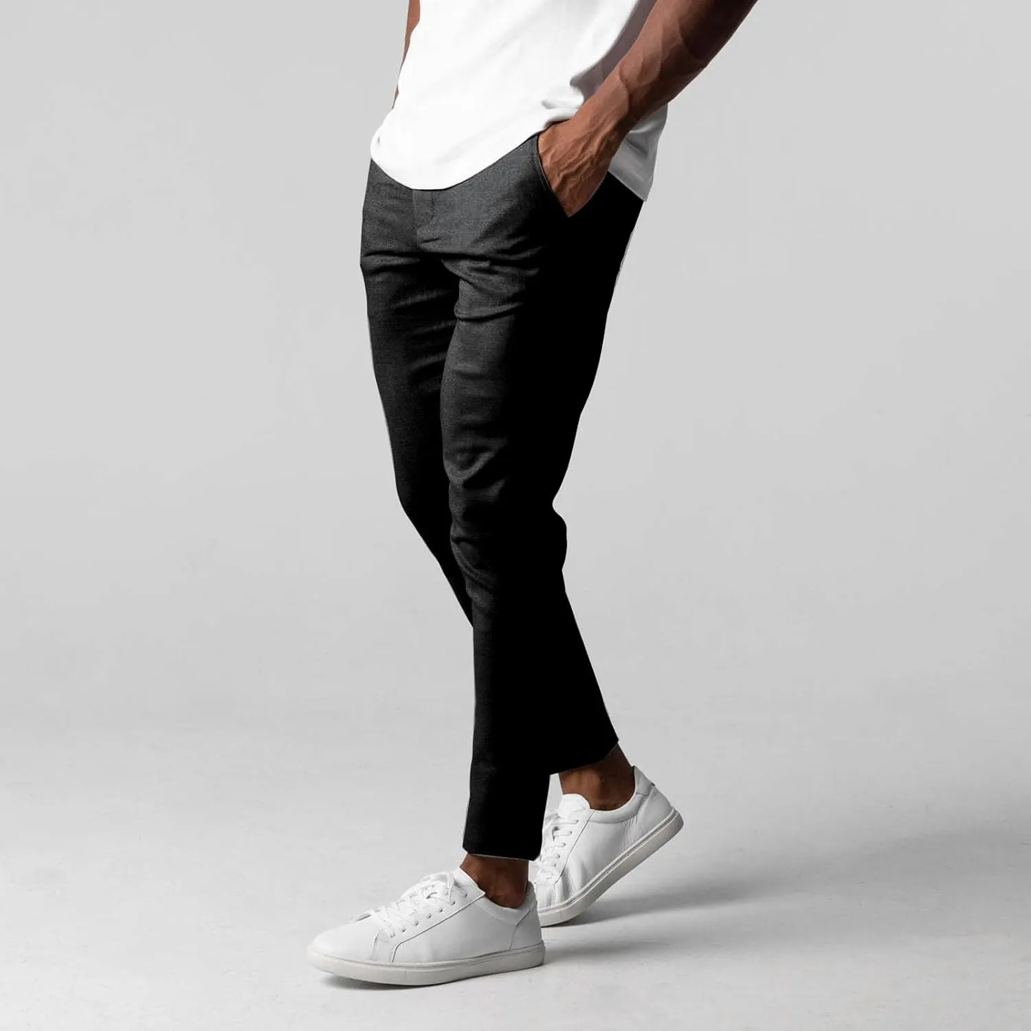 Men's Casual Stretch Pants Slim Fit Breathable Trouser Straight Legs Solid Color Pants Business Simple Comfy Trousers