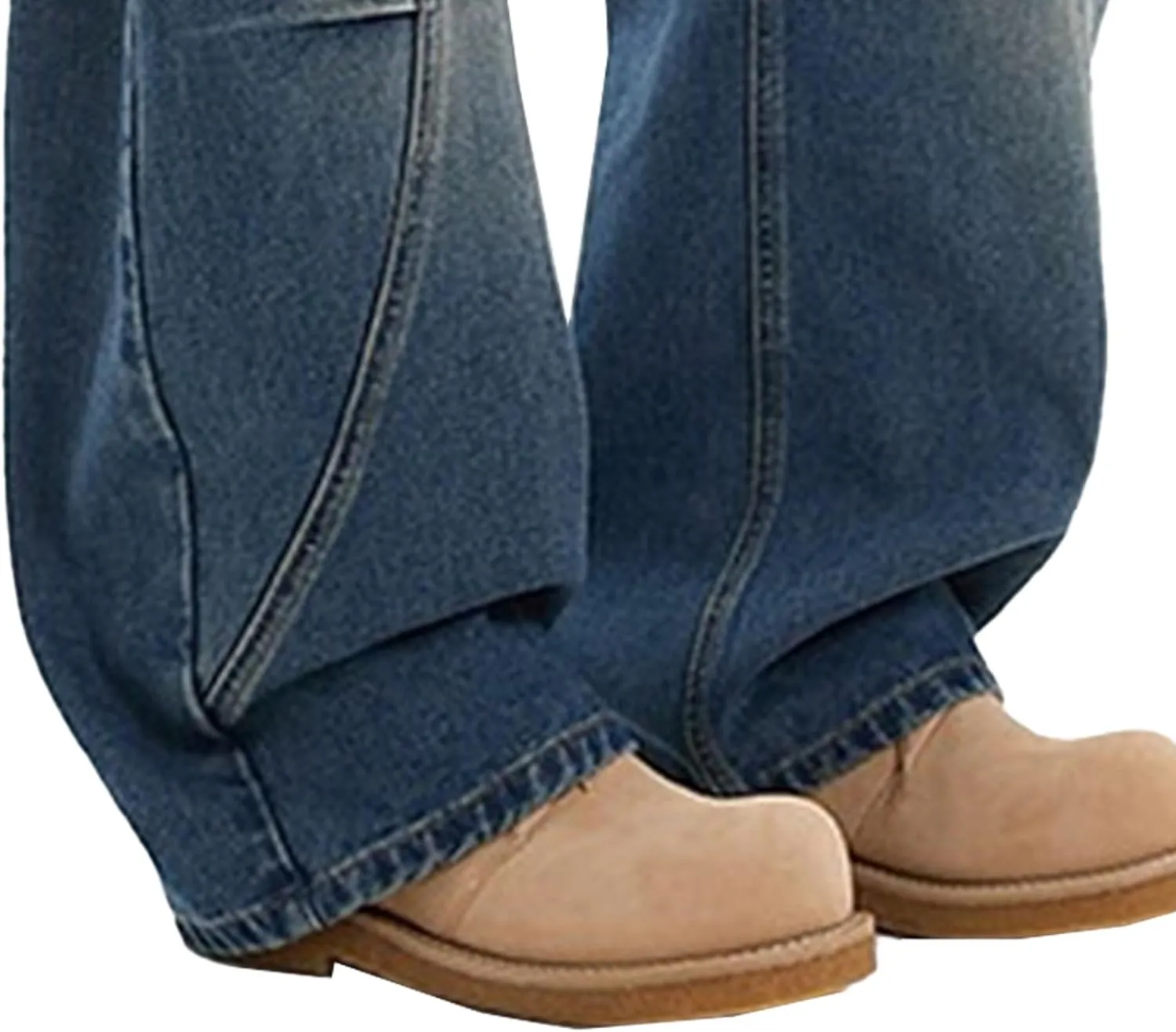 Men's Classic Fit Bootcut Jeans Denim Pants Casual Loose Fit Long Trousers