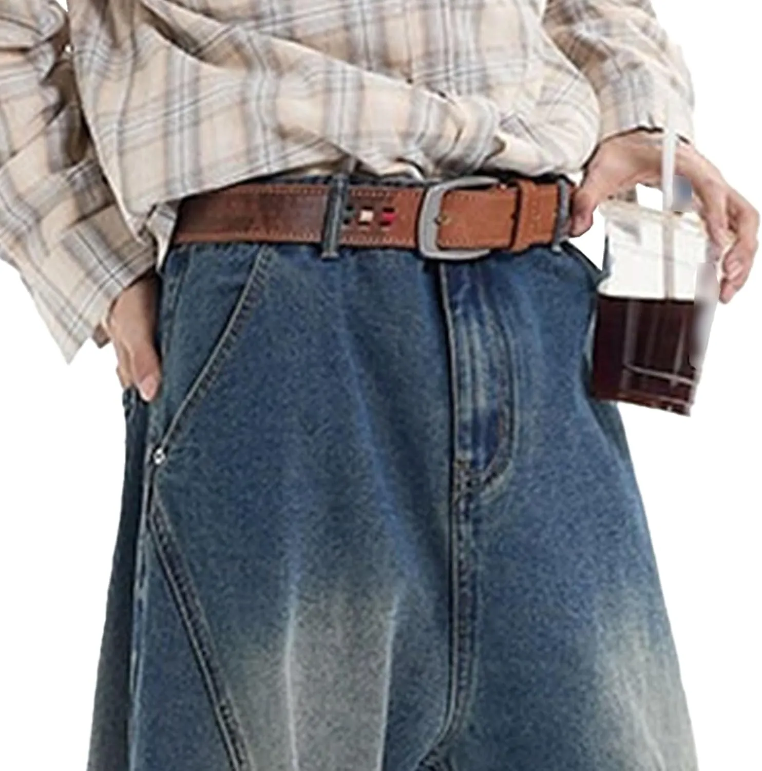 Men's Classic Fit Bootcut Jeans Denim Pants Casual Loose Fit Long Trousers