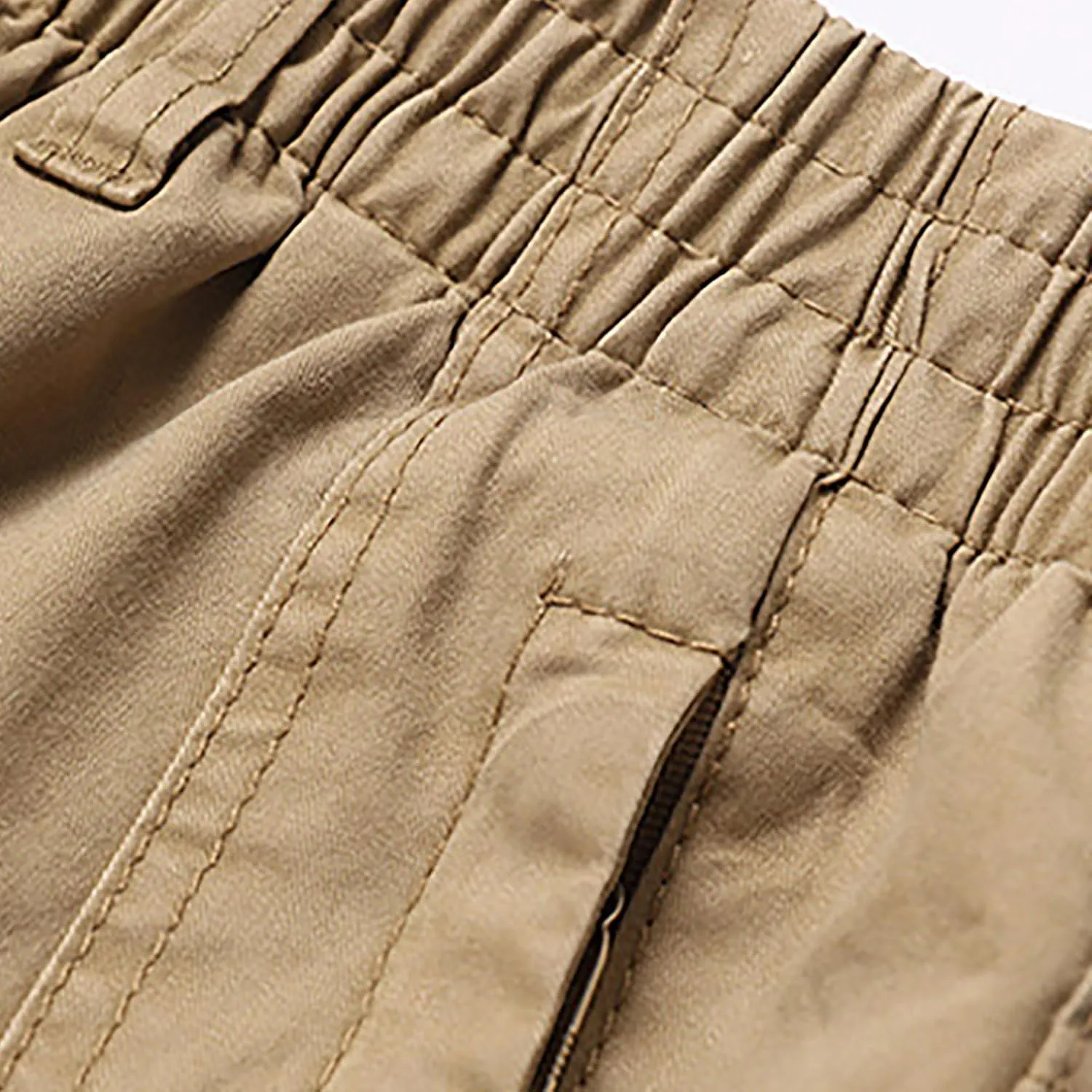 Men's Cotton Stretch Pant Casual Elastic Waist Cargo Hiking Pants Plus Size Slim Straight Legs Work with Pocket