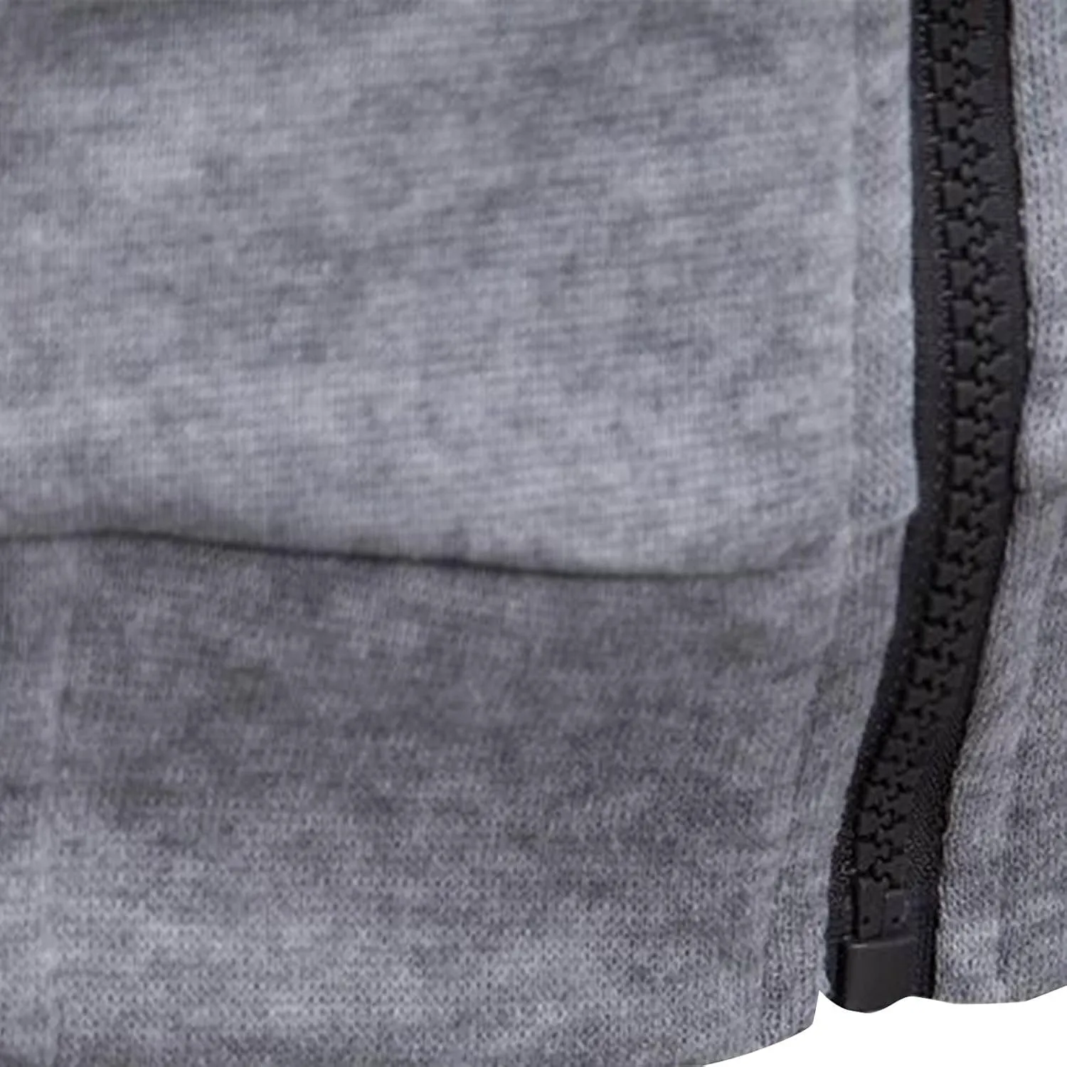 Men's Double Zipper Stand Collar Jacket Drawstring Long Sleeve Hooded Sweatshirt Fashion Casual Jacket with Pockets