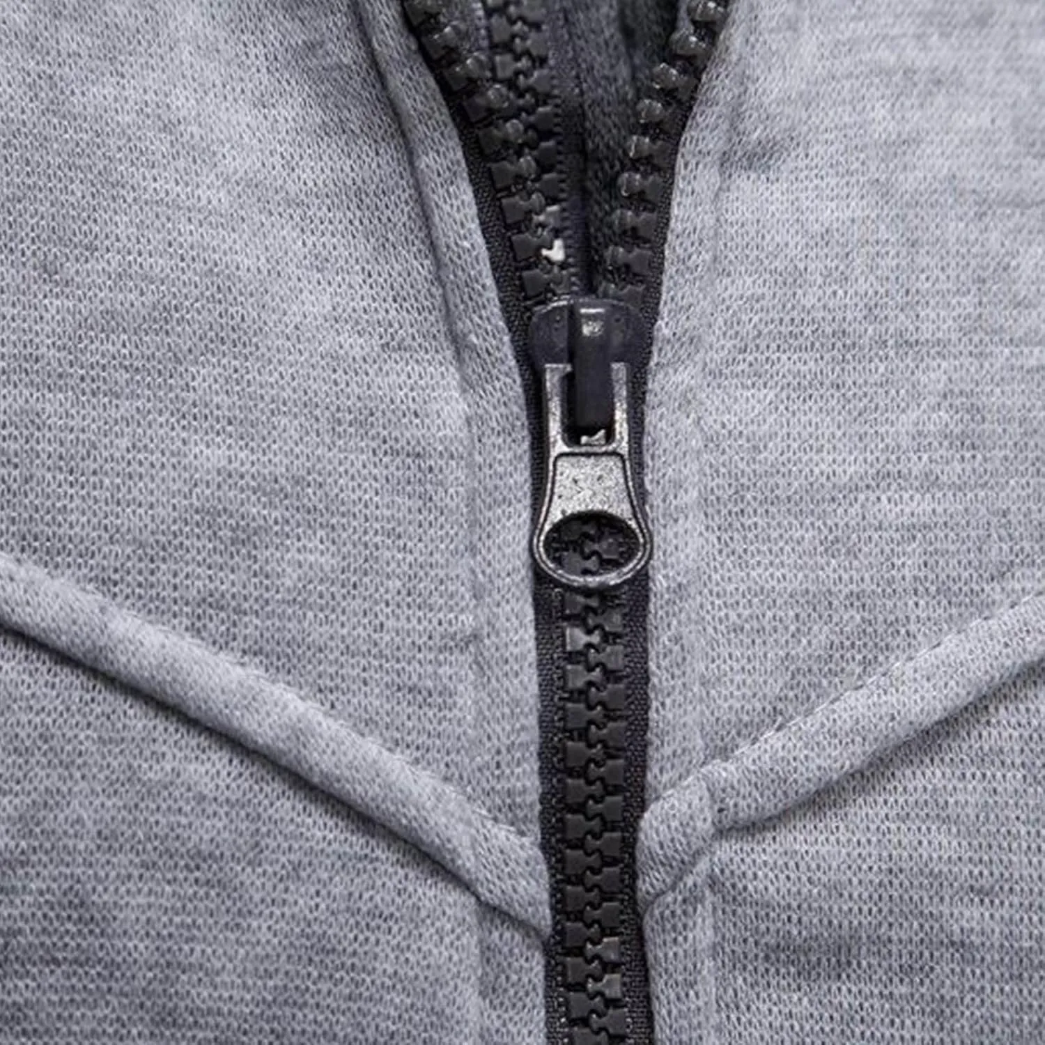 Men's Double Zipper Stand Collar Jacket Drawstring Long Sleeve Hooded Sweatshirt Fashion Casual Jacket with Pockets