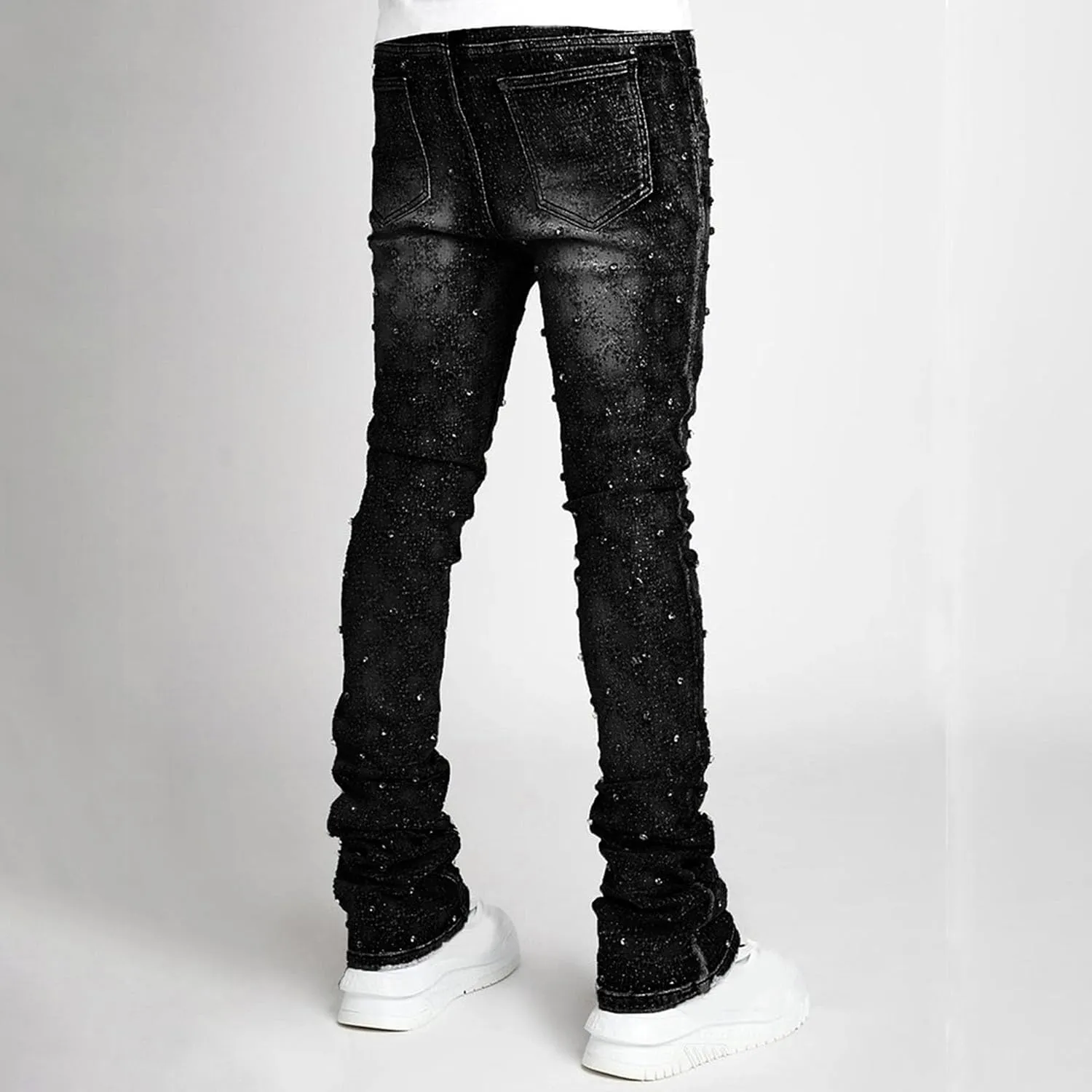 Men's Fashion Distressed Slim Fit Jeans Tapered Leg Skinny Stretch Jeans for Men Fashion Vintage Biker Denim Pants