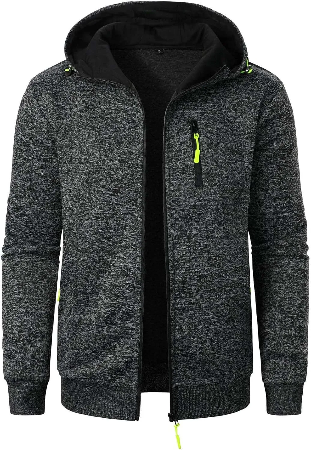 Men's Full Zip Cardigan Sports Jacket Drawstring Long Sleeve Hooded Coat Jacket Casual Loose Outwear with Pocket