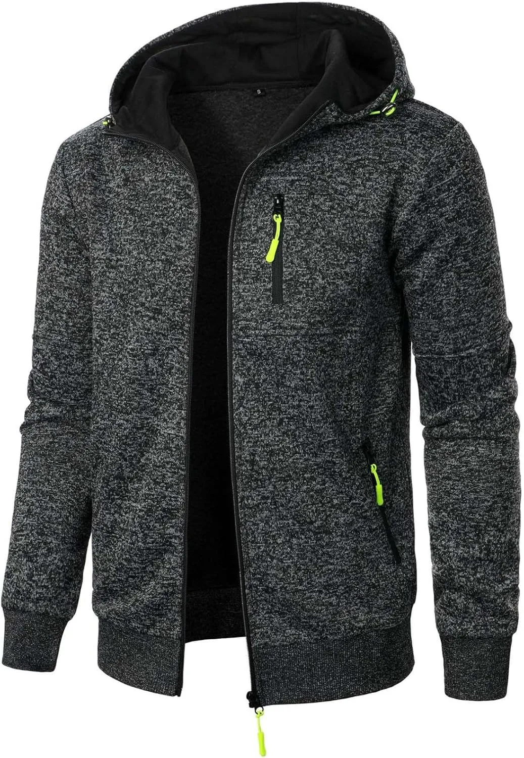 Men's Full Zip Cardigan Sports Jacket Drawstring Long Sleeve Hooded Coat Jacket Casual Loose Outwear with Pocket