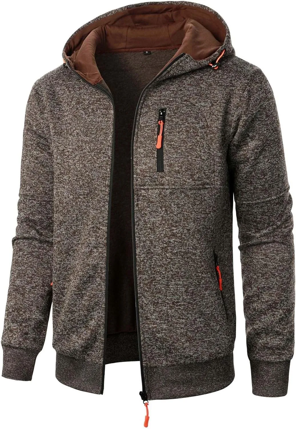 Men's Full Zip Cardigan Sports Jacket Drawstring Long Sleeve Hooded Coat Jacket Casual Loose Outwear with Pocket
