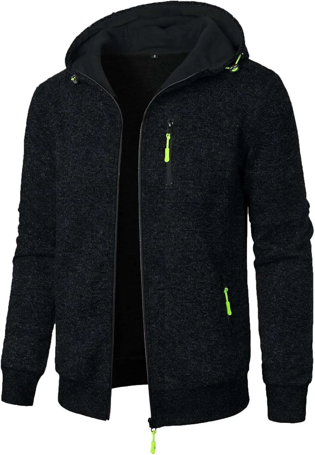 Men's Full Zip Cardigan Sports Jacket Drawstring Long Sleeve Hooded Coat Jacket Casual Loose Outwear with Pocket