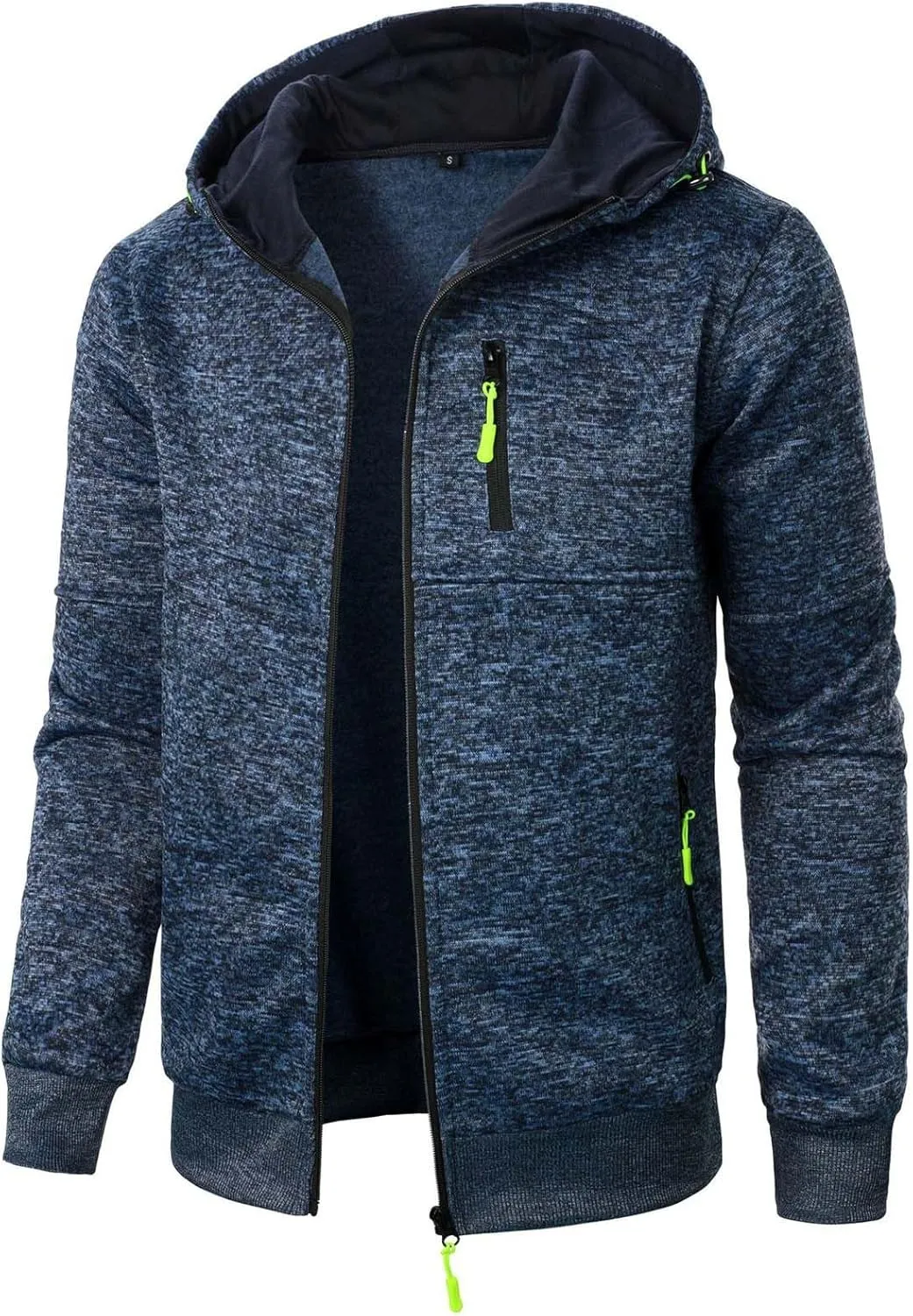 Men's Full Zip Cardigan Sports Jacket Drawstring Long Sleeve Hooded Coat Jacket Casual Loose Outwear with Pocket