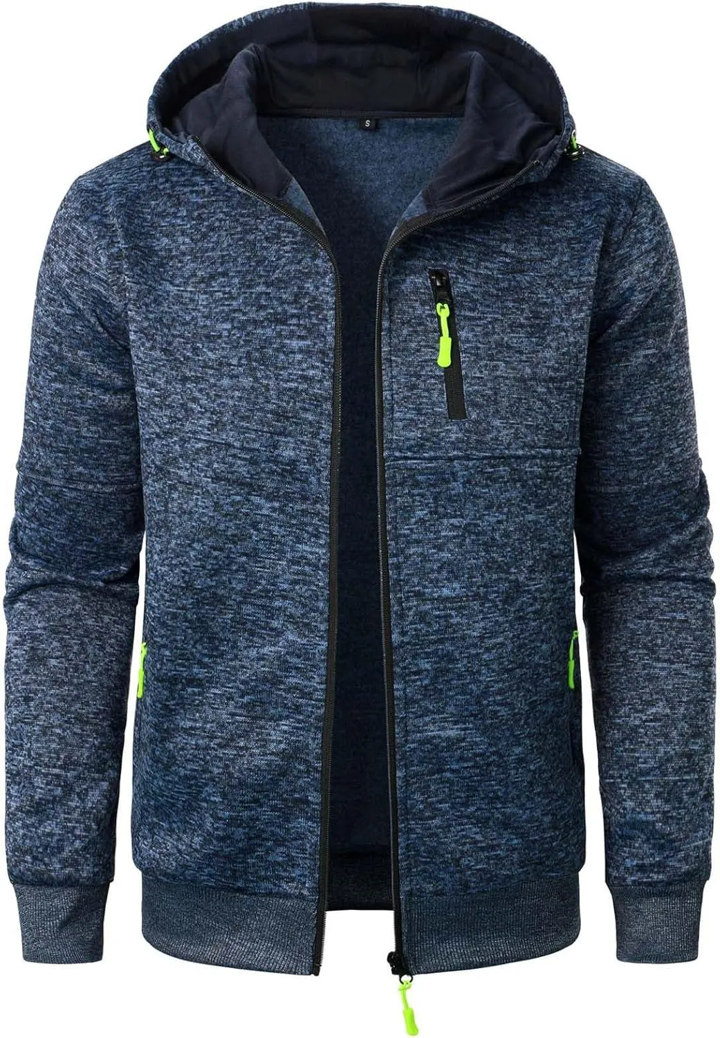 Men's Full Zip Cardigan Sports Jacket Drawstring Long Sleeve Hooded Coat Jacket Casual Loose Outwear with Pocket