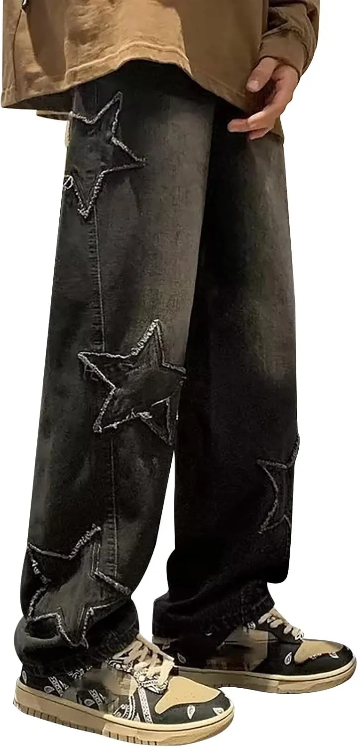 Mens Jeans Comfort Stretch Denim Straight Leg Relaxed Fit Jeans for Men Taper Jean Dark Blue Jeans for Men Jean