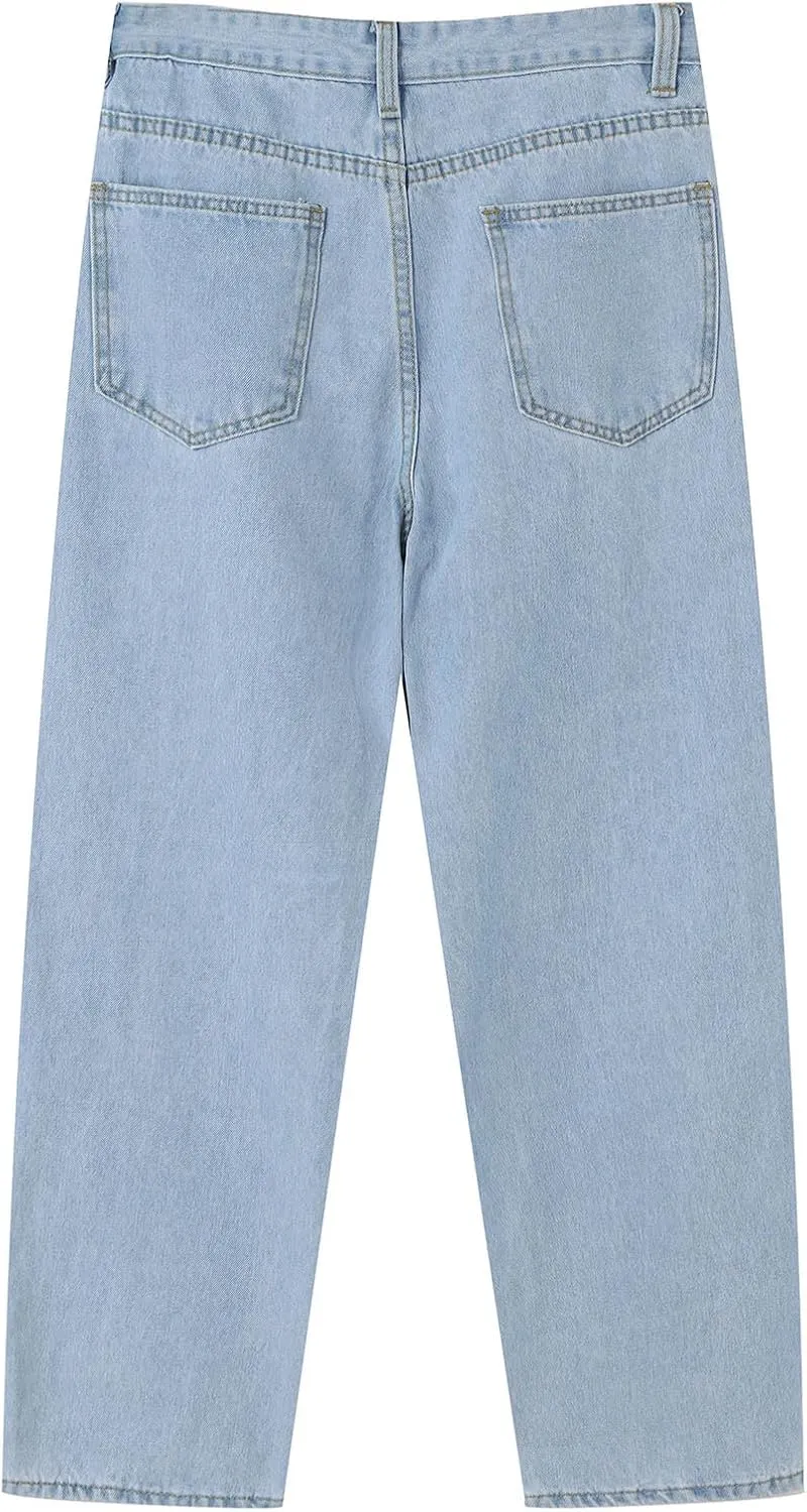 Mens Jeans, Men's Blue Slim Fit Jeans Stretch Destroyed Ripped Skinny Jeans Side Striped Denim Pants
