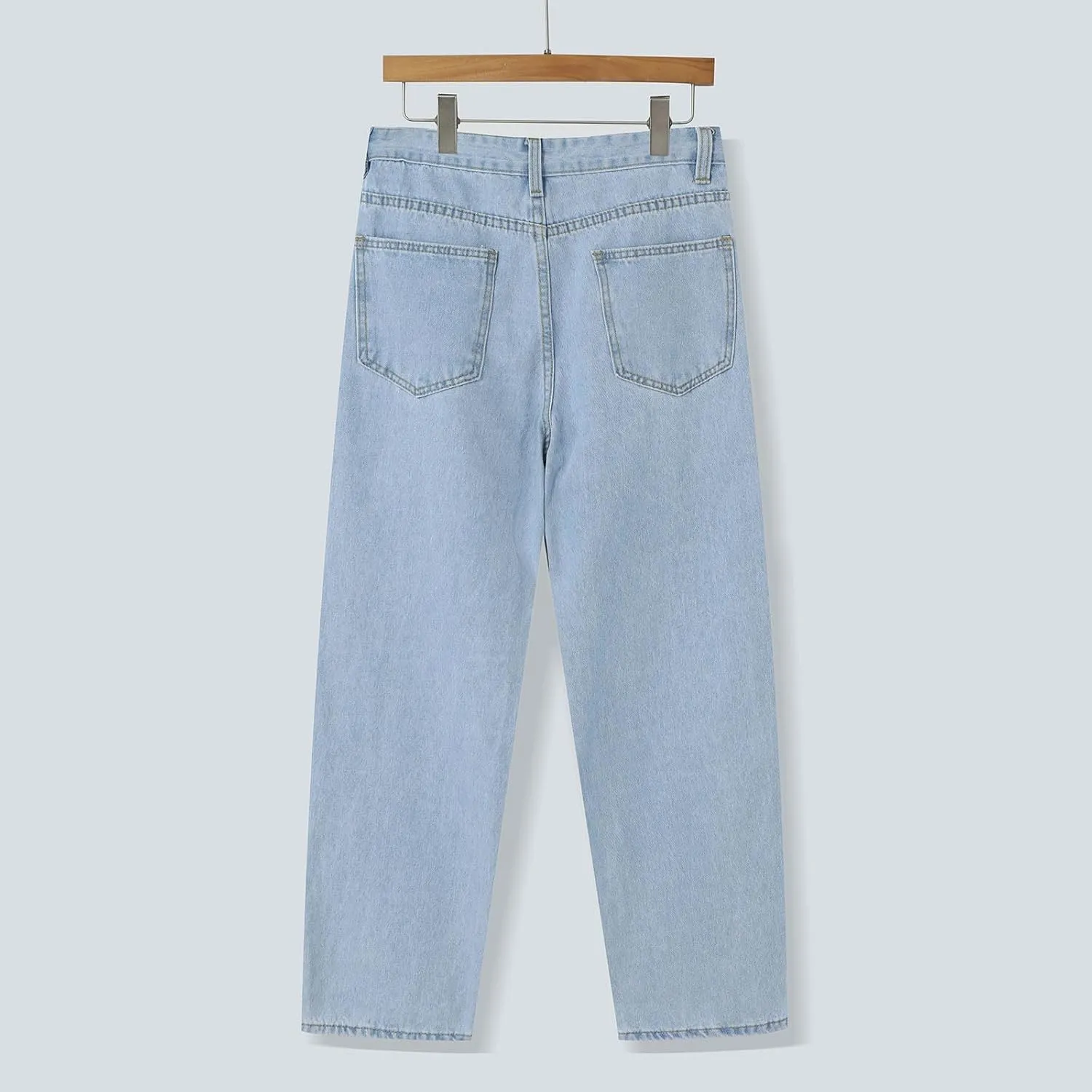 Mens Jeans, Men's Blue Slim Fit Jeans Stretch Destroyed Ripped Skinny Jeans Side Striped Denim Pants
