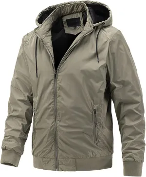 Men's Lightweight Waterproof Rain Jacket Casual Hoodies Pockets Raincoat Hiking Windbreake Jackets Hooded Outwear