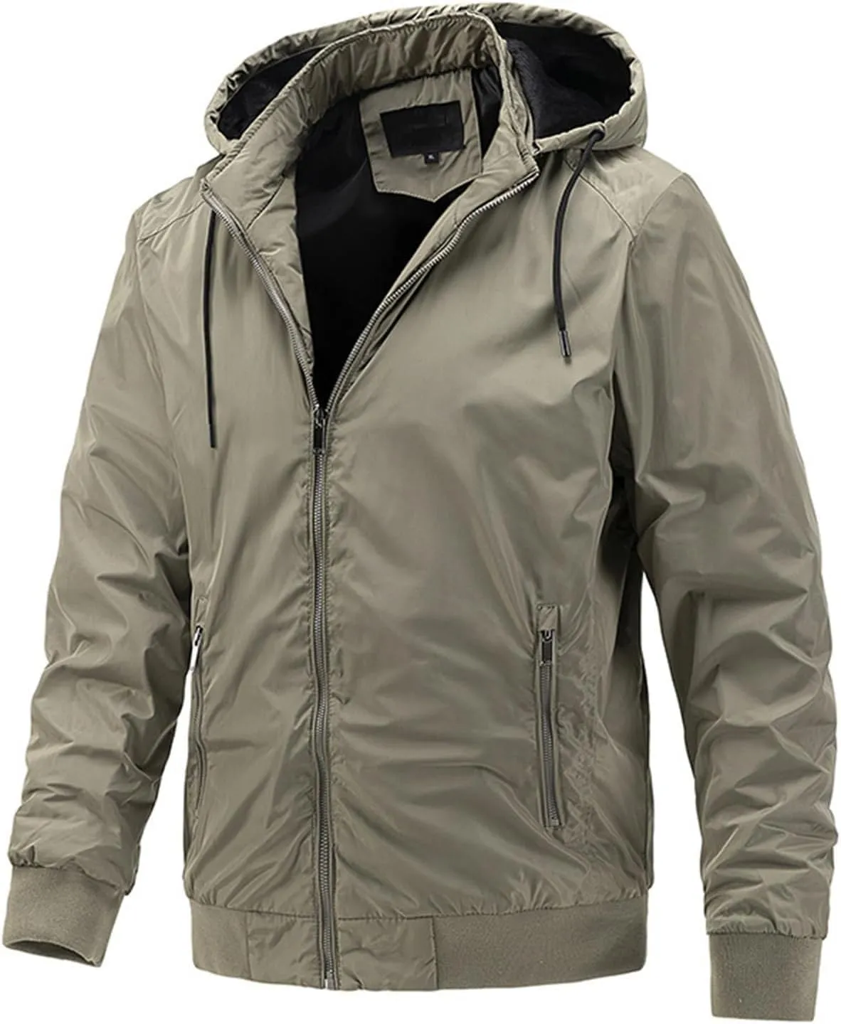 Men's Lightweight Waterproof Rain Jacket Casual Hoodies Pockets Raincoat Hiking Windbreake Jackets Hooded Outwear