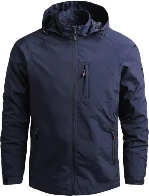 Men's Lightweight Waterproof Rain Jacket Hiking Windbreake Jacket Casual Hoodies Hooded Outdoor Raincoat Pockets