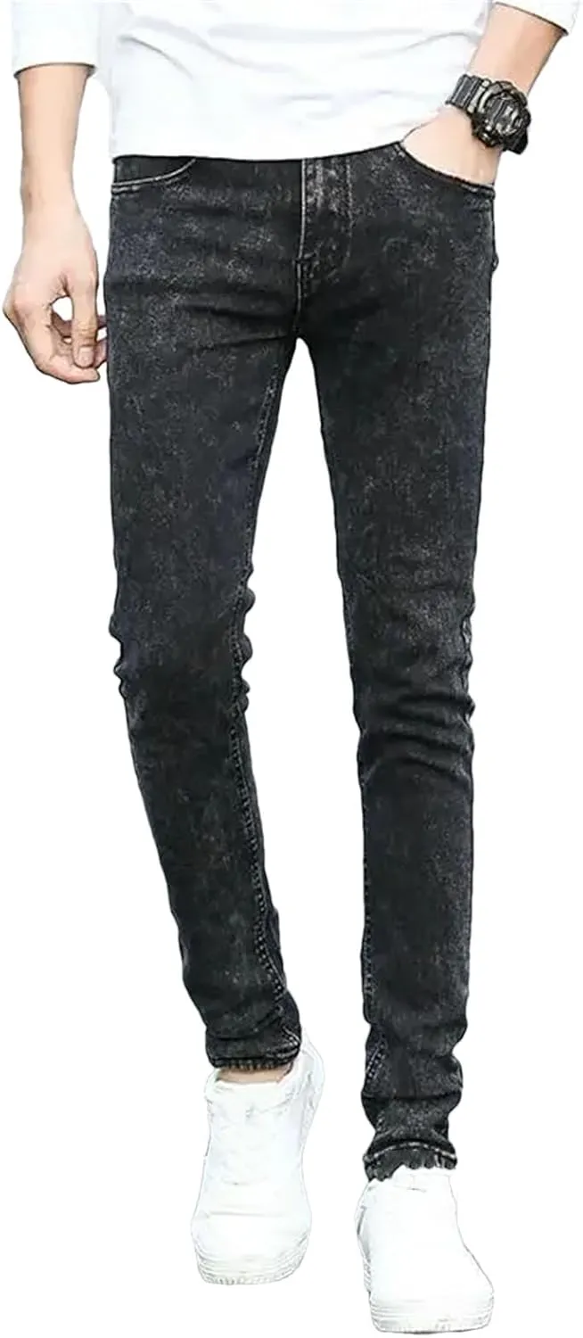Men's Loose Fit Straight Leg Denim Jeans Baggy Wide Leg Plain Pants Jeans with Pockets