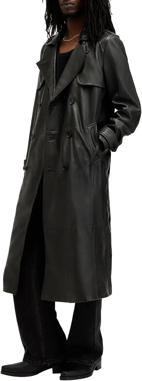 Men's Neo Double Breasted Leather Trench Coat