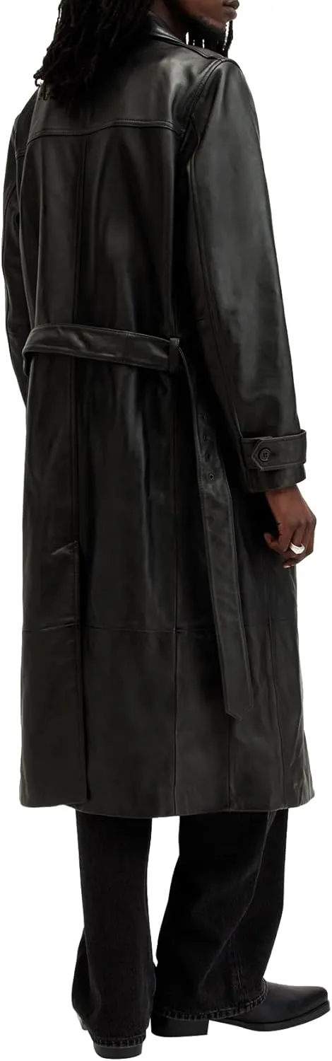 Men's Neo Double Breasted Leather Trench Coat