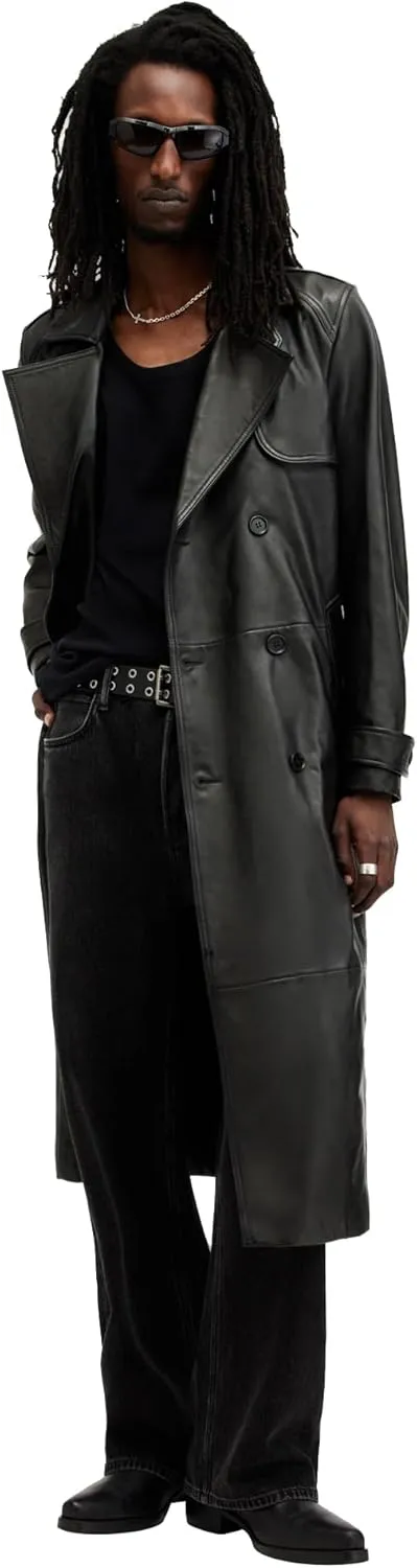 Men's Neo Double Breasted Leather Trench Coat