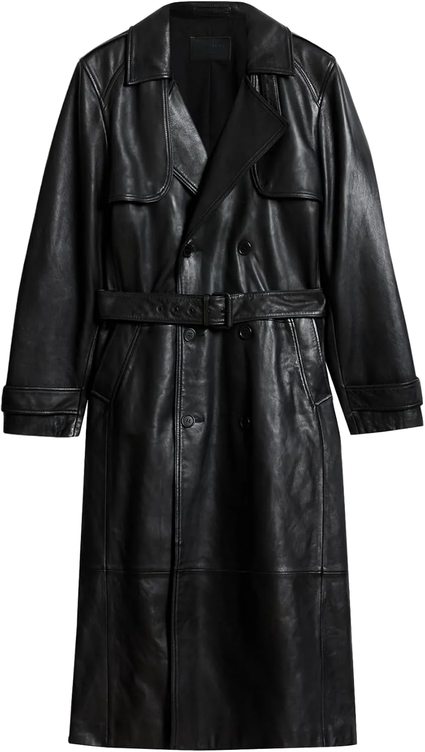 Men's Neo Double Breasted Leather Trench Coat