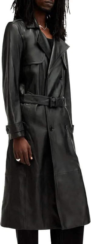 Men's Neo Double Breasted Leather Trench Coat