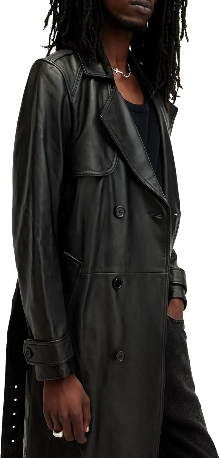Men's Neo Double Breasted Leather Trench Coat
