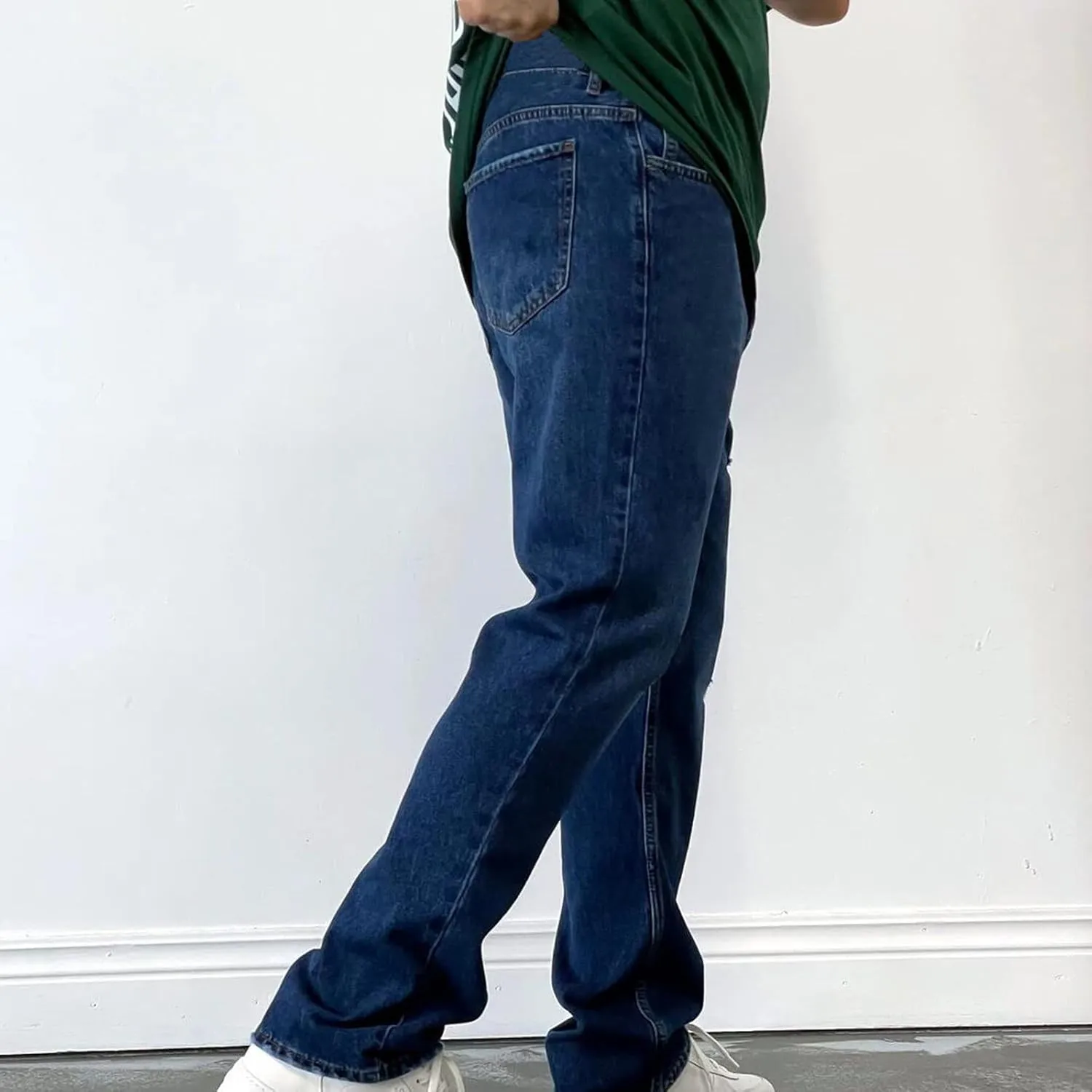 Men's Relaxed Fit Jean with Pocket Y2k Vintage Plain Pants 2025 Casual Loose Fit Slacks Hip Hop Denim Trousers
