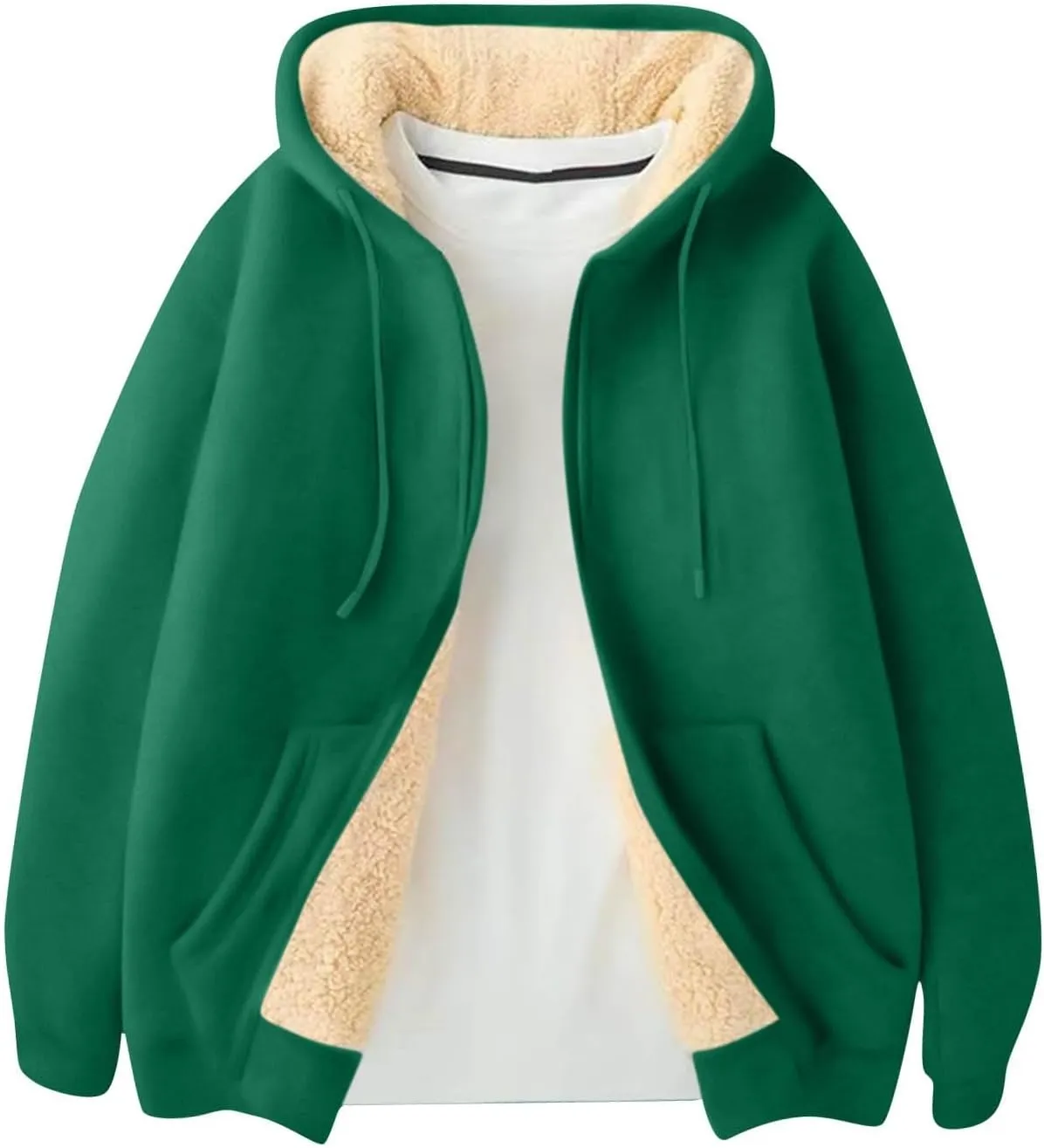 Mens Sherpa Hoodie Zip Up Warm Thermal Hooded Heavyweight Fleece Casual Hoodies