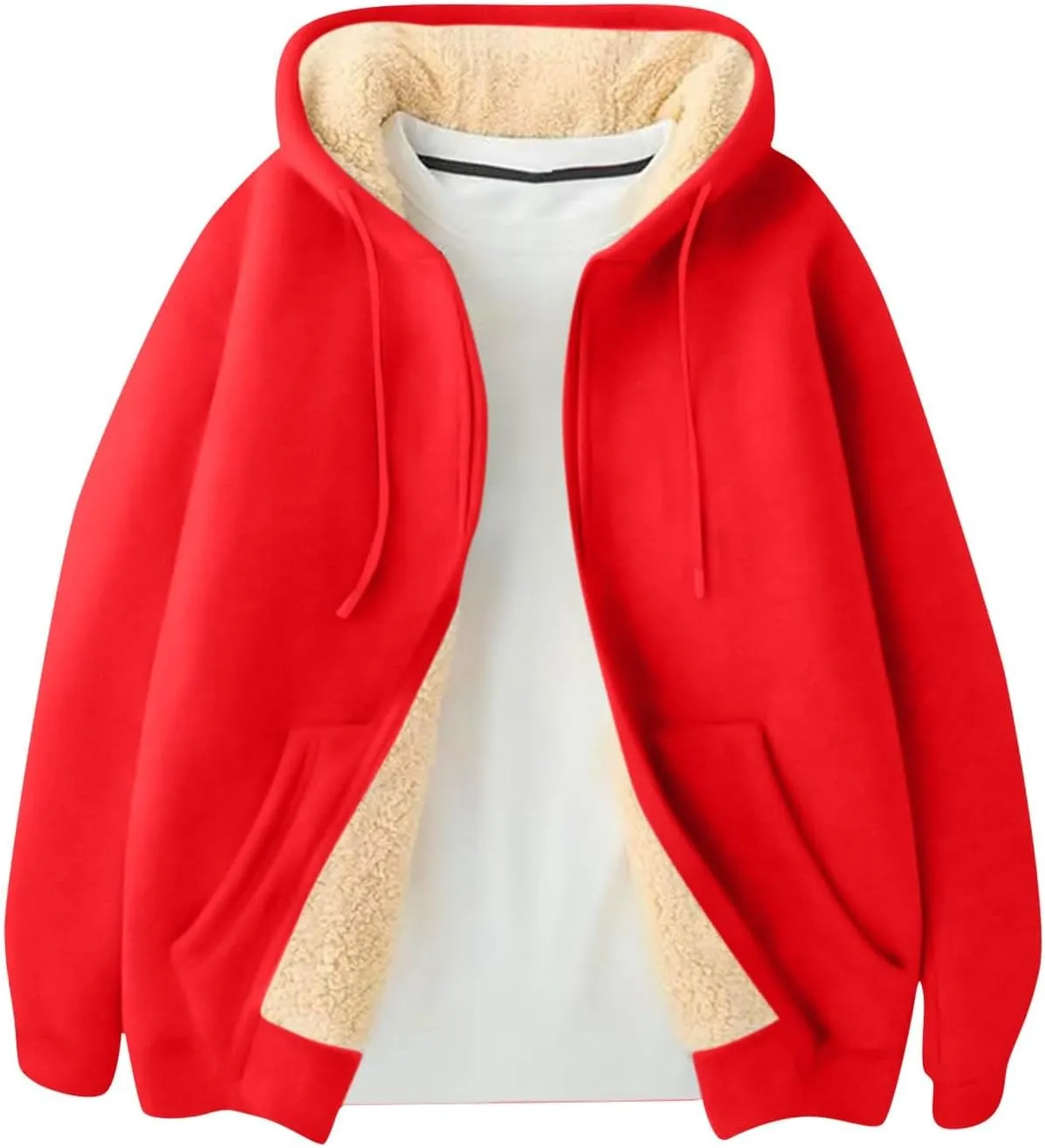 Mens Sherpa Hoodie Zip Up Warm Thermal Hooded Heavyweight Fleece Casual Hoodies