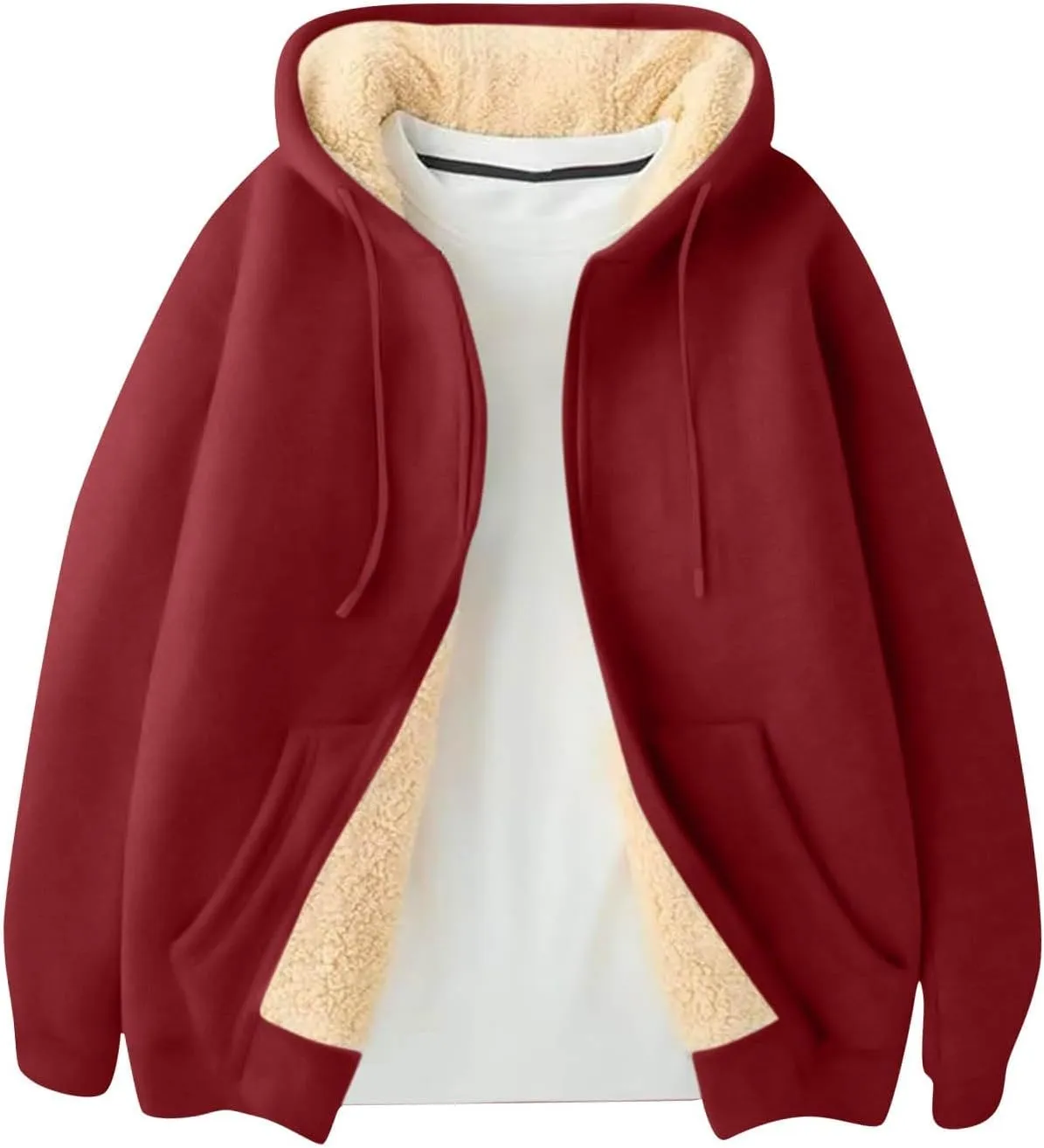 Mens Sherpa Hoodie Zip Up Warm Thermal Hooded Heavyweight Fleece Casual Hoodies