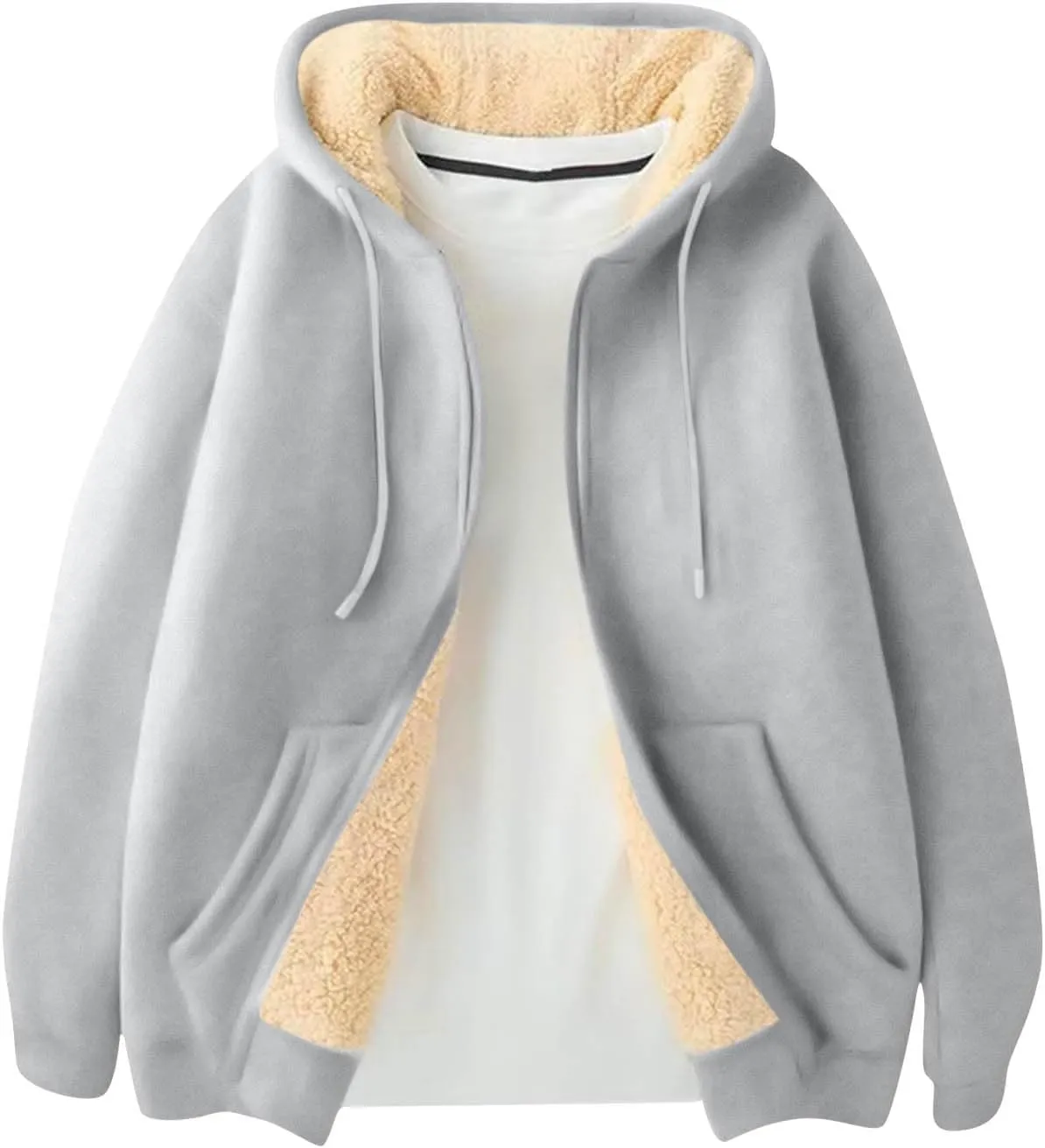 Mens Sherpa Hoodie Zip Up Warm Thermal Hooded Heavyweight Fleece Casual Hoodies