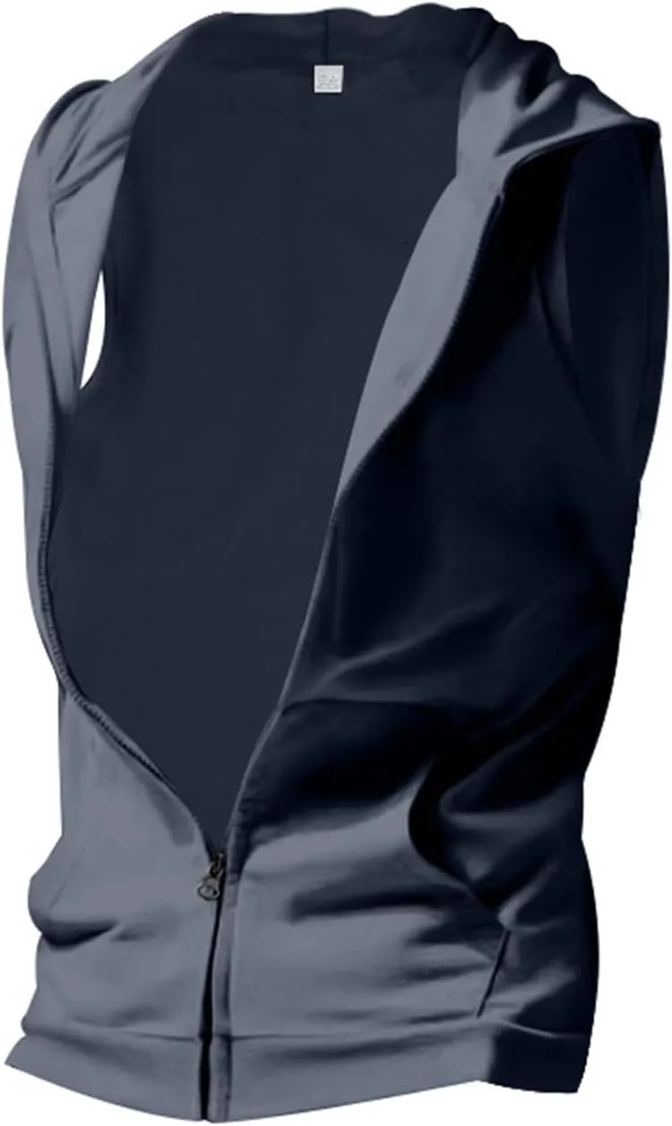 Men's Sleeveless Hooded Tank Tops Athletic Gym Workout Full Zip Vest Shirts Lightweight Dry fit Muscle Cut Off T-Shirt