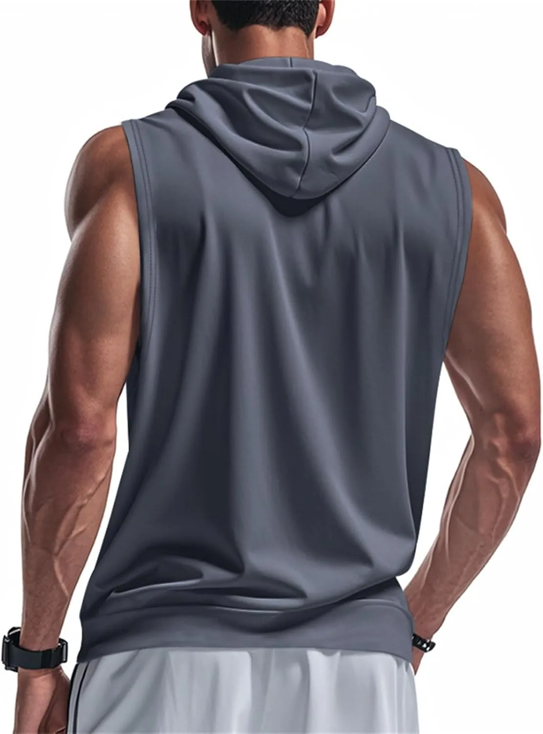 Men's Sleeveless Hooded Tank Tops Athletic Gym Workout Full Zip Vest Shirts Lightweight Dry fit Muscle Cut Off T-Shirt