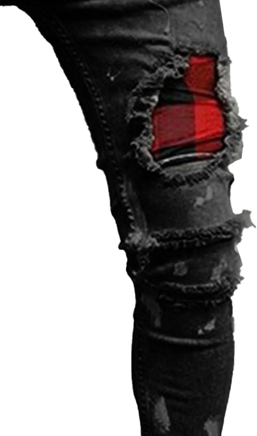 Men's Slim Fit Stretch Biker Jeans Ripped Skinny Tapered Leg Jeans for Men Fashion Vintage Distressed Denim Pants