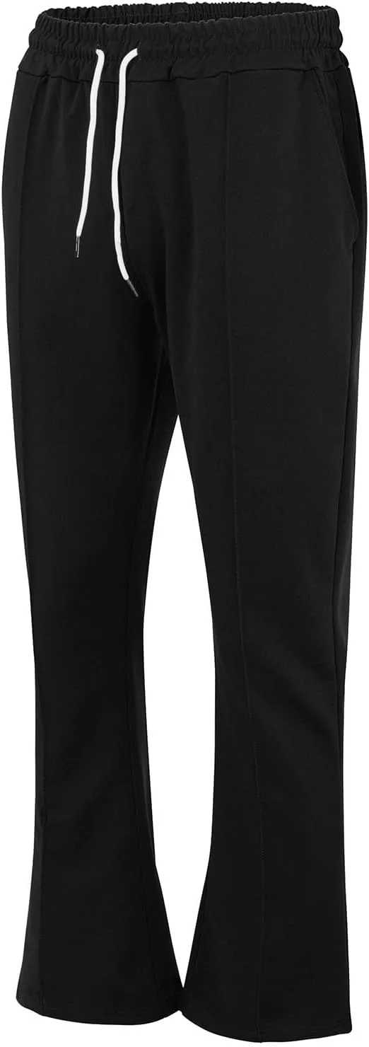 Mens Sweatpants Flare Pants Joggers for Men Workout Casual Pants with Pockets Elastic Drawstring Bell Bottoms Baggy