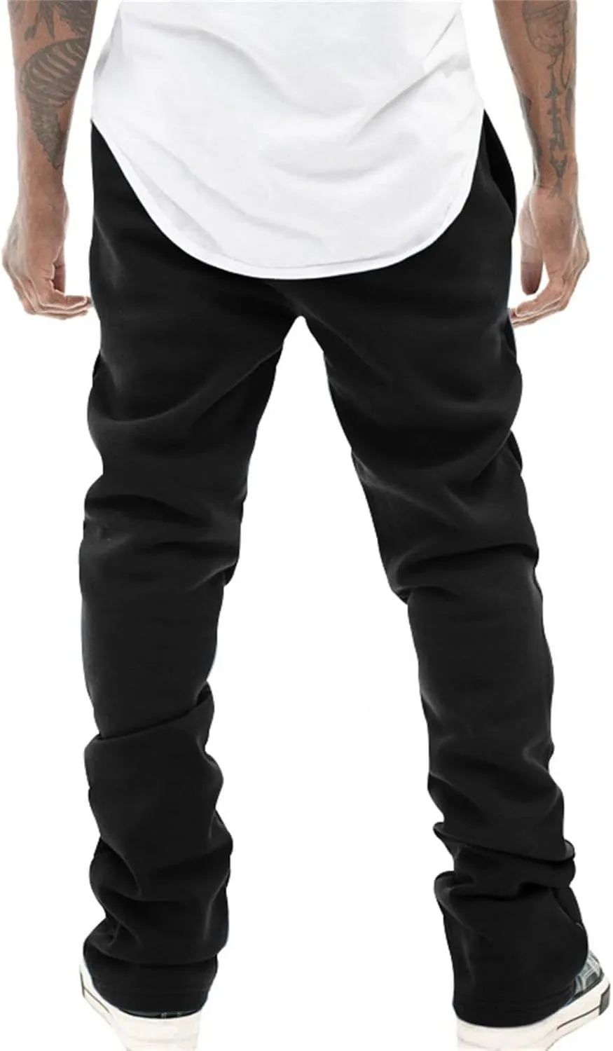 Mens Sweatpants Flare Pants Joggers for Men Workout Casual Pants with Pockets Elastic Drawstring Bell Bottoms Baggy