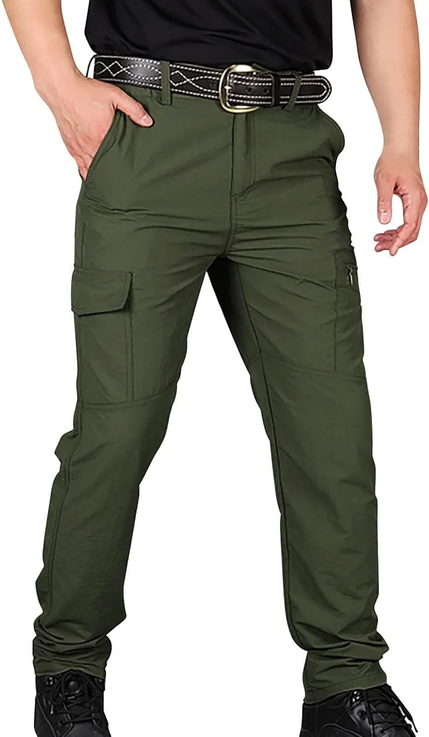 Mens Tactical Cargo Pants Straight Leg Classic Fit Work Pants Water Resistant Quick Dry Lightweight Outdoor Trousers