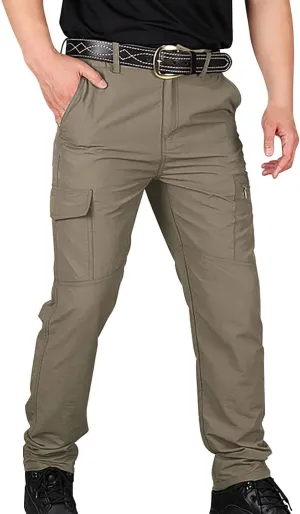 Mens Tactical Cargo Pants Straight Leg Classic Fit Work Pants Water Resistant Quick Dry Lightweight Outdoor Trousers