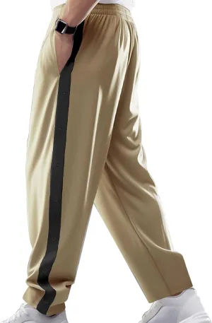 Men's Tear Away Basketball Pants High Split Snap Button Casual Sweatpants with Pockets Straight Leg Loose Beach ﻿