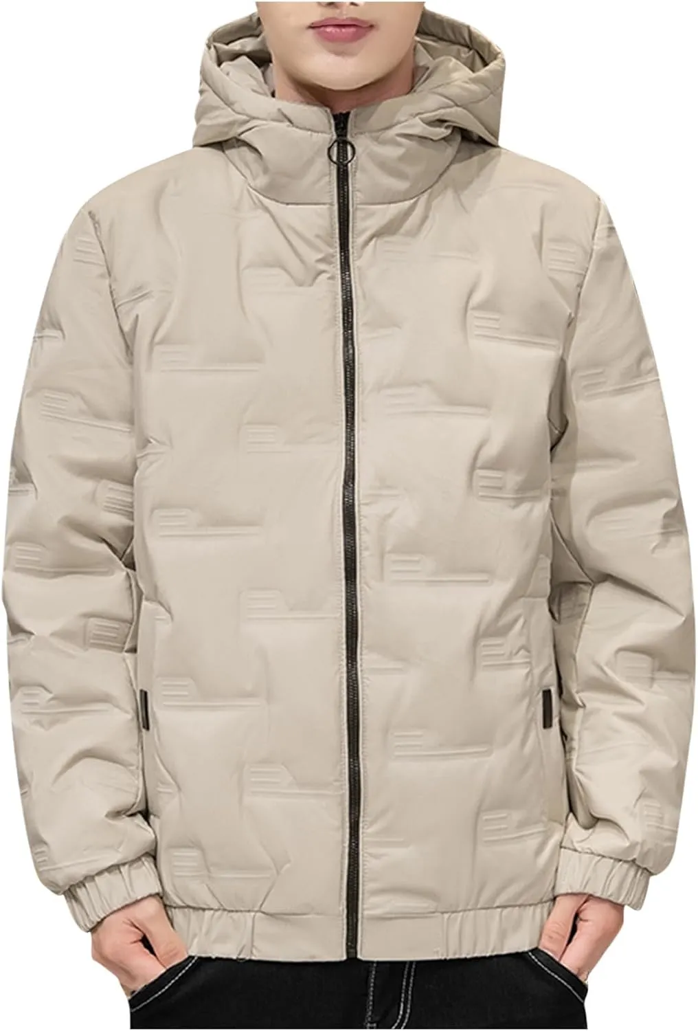 Men's Thickened Short Down Jacket Full Zip Warm Hooded Jacket Fashion Lightweight Windproof Warm Coat with Pockets