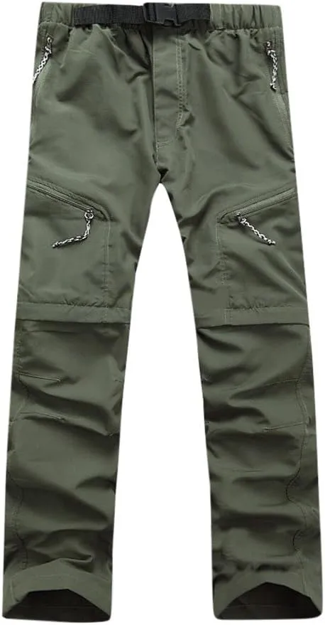 Mens Utility Work Pants Water Resistant Dry Fit Convertible Zip Off Work Cargo Pants Outdoor Lightweight Hiking Pants