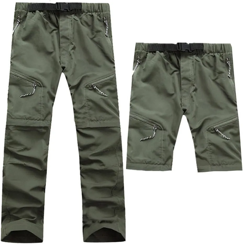 Mens Utility Work Pants Water Resistant Dry Fit Convertible Zip Off Work Cargo Pants Outdoor Lightweight Hiking Pants